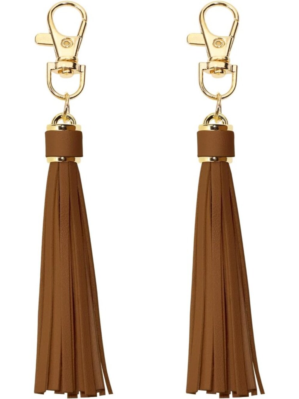 2Pcs 5.9'' Large PU Leather Tassel with Lobster Swivel Keychain Pendant for Hand